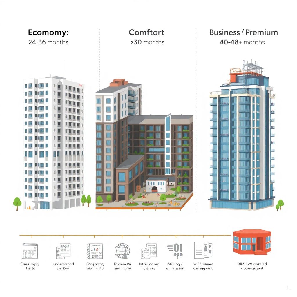 Этапы строительства и сроки сдачи в разных сегментах рынка недвижимости