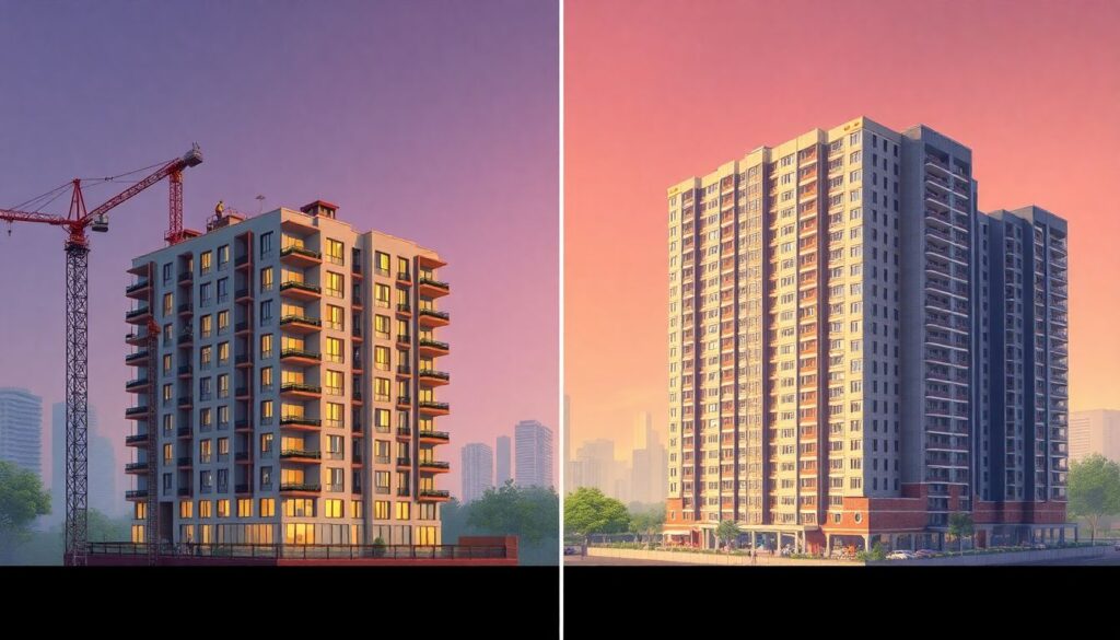 Сравнение сроков сдачи между моноквартирными и многоэтажными проектами - иллюстрация