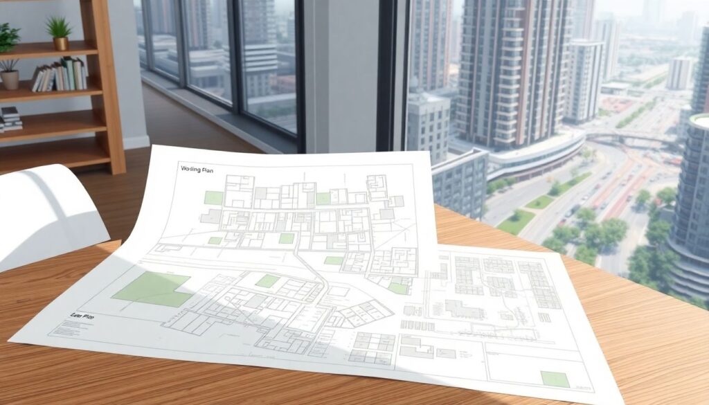 Городские планы застройки и влияние на транспорт - иллюстрация