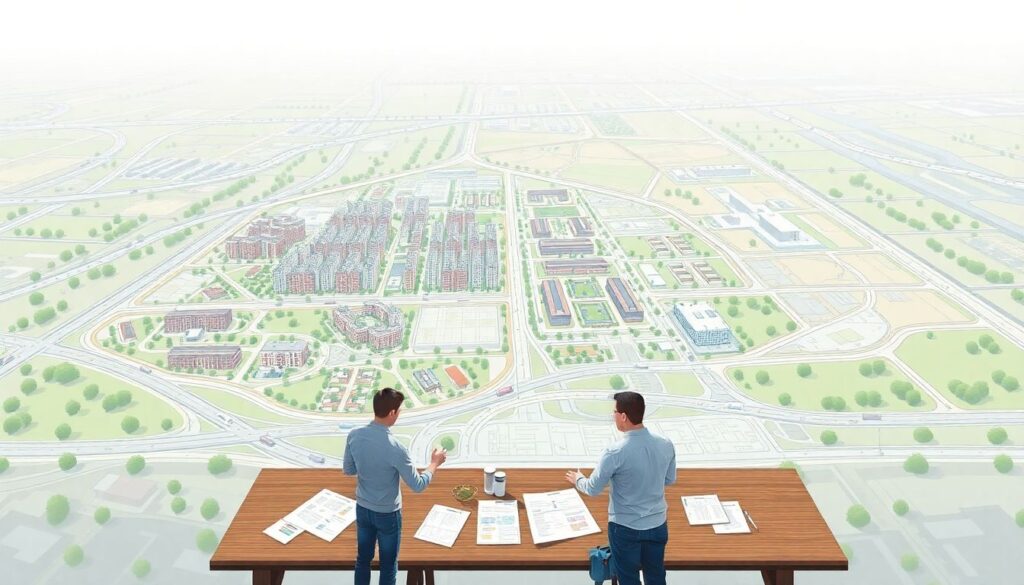 Городские планы застройки и влияние на транспорт - иллюстрация