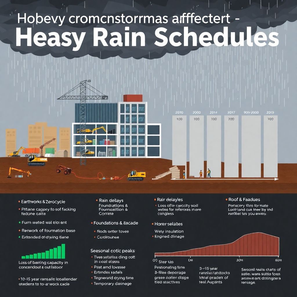 График сдачи работ с учетом ливневых дождей и погодных рисков